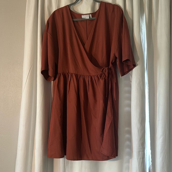 SOLD :: ASOS Terracotta Linen Wrap Dress - Picture 5 of 11